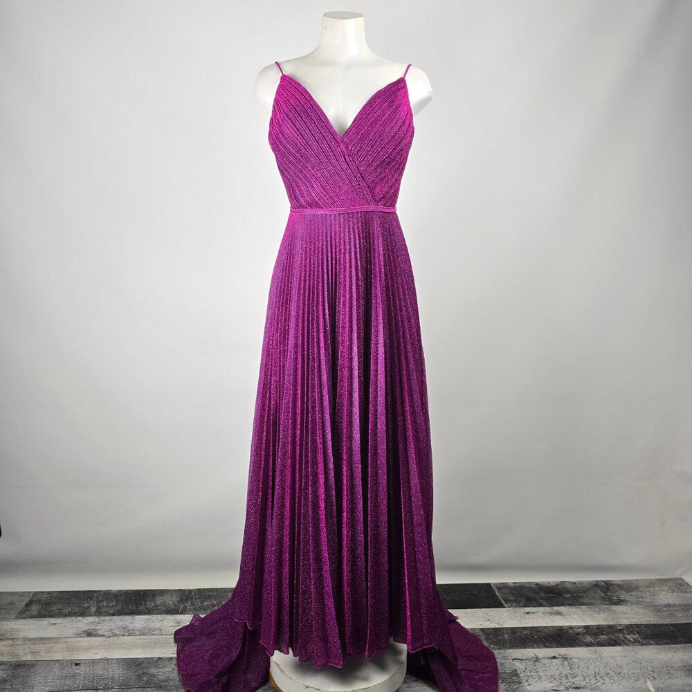 Angela & Alison Pink Sparkle Peated Skirt Gown Size 12